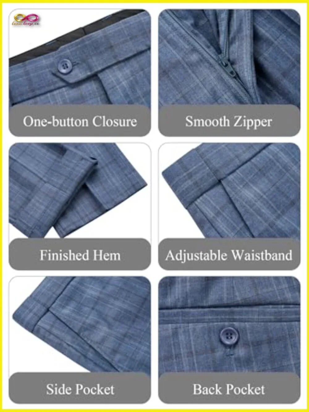 Slim Fit Plaid Suit Set Business Casual Blazer Pants Modern Classic